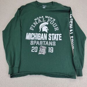 Michigan State Tshirt Mens L Long Sleeve Green Basketball Final Four‎
